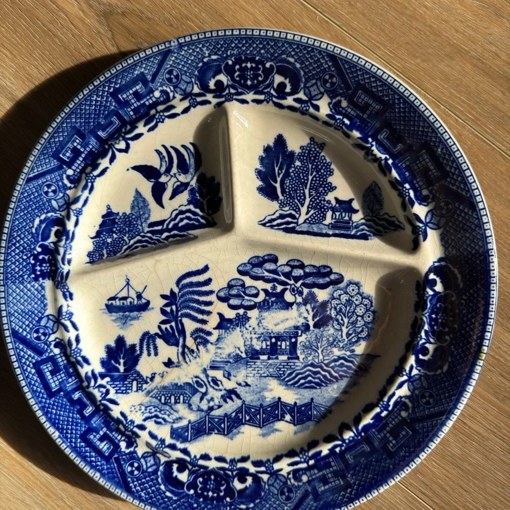 ❤️ Vintage Blue White Floral Plates Pair Chinoiserie Grandmillennial Wall Decor - Picture 7 of 12